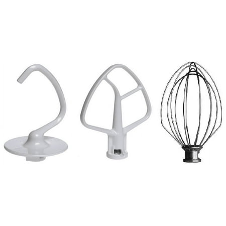 KitchenAid Stand Mixer 3 Piece Replacement Set; Flat Beater, Dough Hook Wire Whip