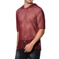 thumbnail image 4 of INSPIRE CHIC Sheer Mesh T-Shirts for Men's See Through Short Sleeves Club Tee Tops with Hood XL Red, 4 of 5
