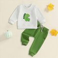 thumbnail image 2 of TOWED22 Toddler Baby Boy Sweatshirt Outfit Dinosaur Print Long Sleeve Shirt Jogger Pants Fall Outfits Winter Clothes Set(Blazer,6-12 M), 2 of 5
