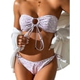 thumbnail image 6 of hirigin Women's Summer Bikini 2Pcs Set Flower Print Strapless Tie-Up Bra + Low Waist Thong Beach Swimsuit Clothes, 6 of 9