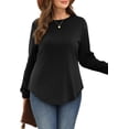thumbnail image 5 of WIHOLL Sweatshirt for Women Crewneck Long Sleeve Shirts Curved Hem Lightweight Sweaters Fall Clothes, 5 of 10