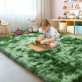 thumbnail image 2 of ZENELESS Super Soft Fluffy Rug for Bedroom,6x9 Tie-Dye Dark Green Anti-Skid Plush Floor Carpet for Living Room Home Decor, 2 of 7