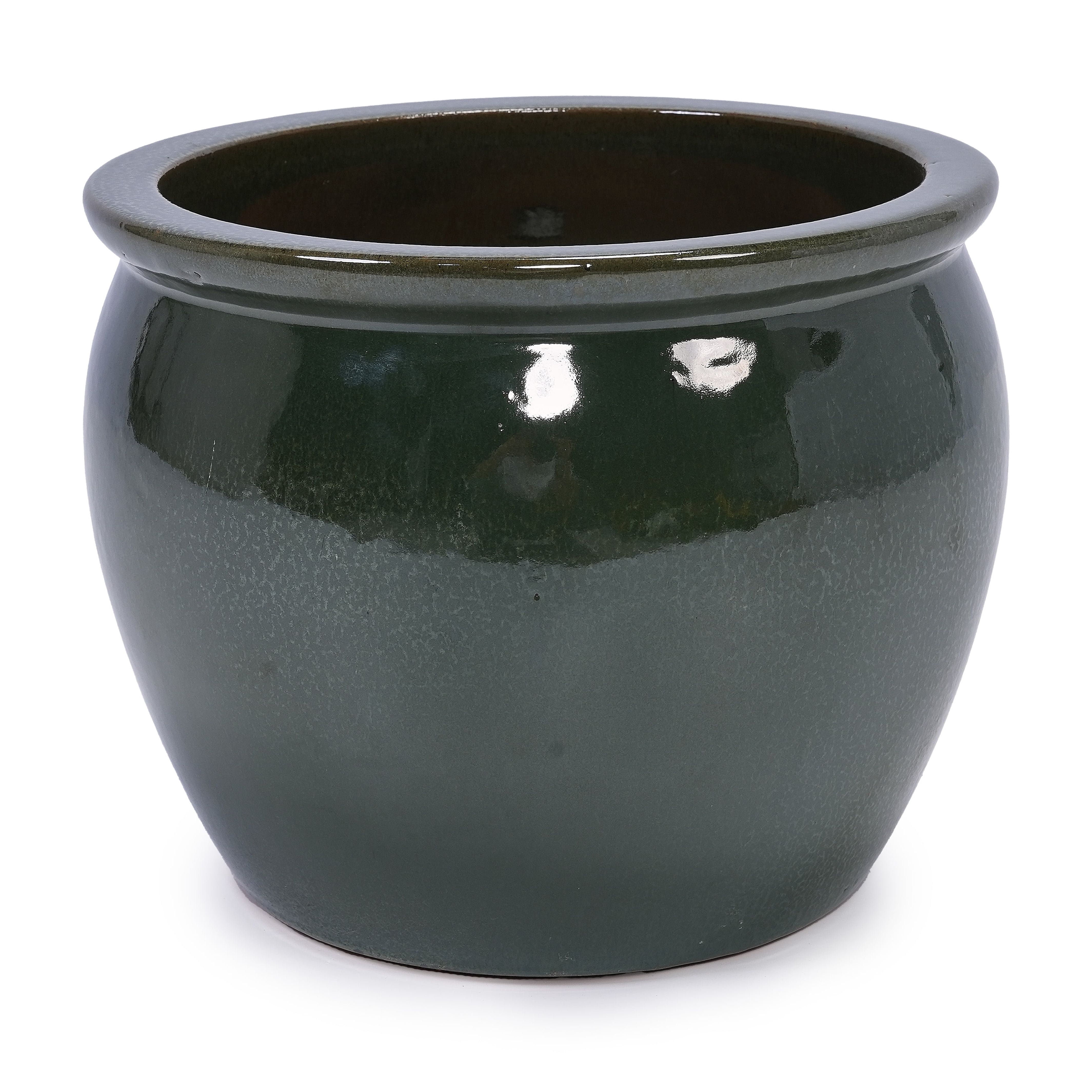 MAYEERTY 3 Pack Ceramic Planter Pot, Planter for Indoor Outdoor Patio, Garden, Antique Blue Green