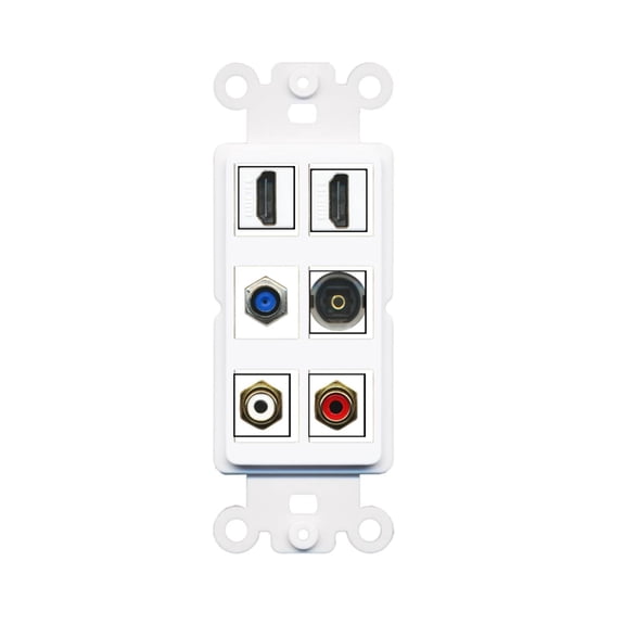 Ultra Spec Cables Custom Wall Plate Rocker White with up to 6 Keystone Ports