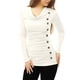 thumbnail image 1 of Top acanalado con botones y mangas largas Cuello vuelto Allegra K blanco 3XL, 1 of 5