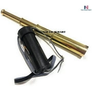 NauticalMart 15 Solid Brass Hand Held Telescope - Pirate Spyglass with Leather Case