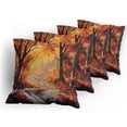 thumbnail image 5 of Ambesonne Autumn Throw Pillow Cover 4 Pack, Forest Trees Leaves, 18", Orange Brown, 5 of 7