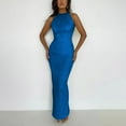 thumbnail image 1 of CAICJ98 Grande Taille Robes Femmes Sans Manches V Cou Split Soirée Longue Robe Argent L, 1 of 5