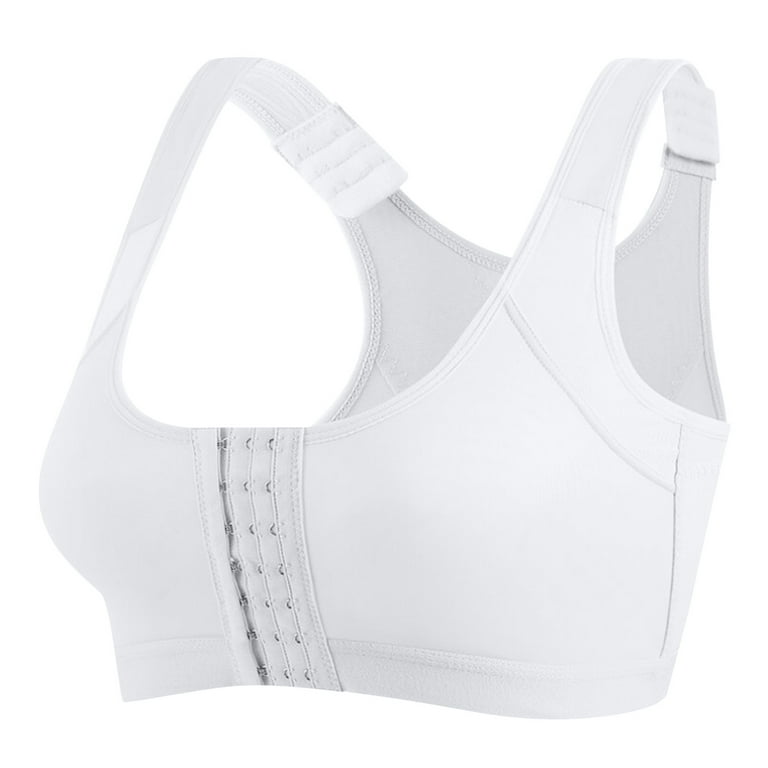 Women's Plus Size Front-Closure Cotton Sports Bra Non Padded Back Support  Workout Bra Soft Comfort Everyday Bra 