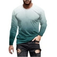 thumbnail image 2 of Zylanna Men's T-Shirts Tee, Crew Neck Stretchy Long Sleeve Gradient Color Casual Tops for Man Blue, 2 of 4