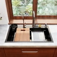 thumbnail image 3 of DV-1K0183 30" x 18" Drop-in Single Bowl 304 Stainless Steel Kitchen Sink Workstation with Accessories, 3 of 13