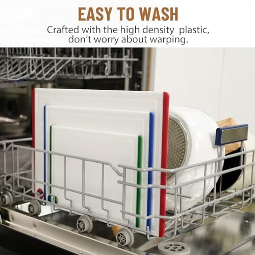 Plastic Cutting Boards for Kitchen, 3-Piece Large Cutting Board Set Dishwasher Safe Chopping Boards with Non-slip Feet and Juice Grooves, Multicolor