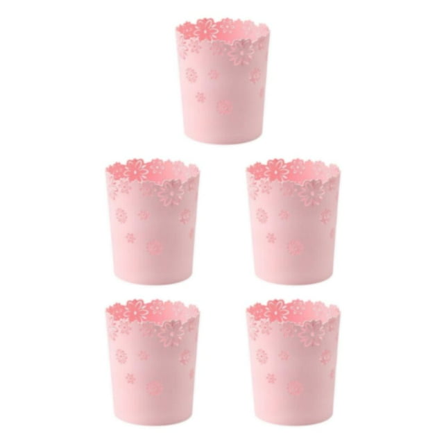 Wweixi Durable Trash Bin With Anti Slide Bottom Reliable And Convenient Prevents pink small size 5Set
