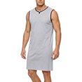 thumbnail image 4 of Men's Sleeveless V-Neck Modal Nightshirt, Loose Fit Lightweight Soft Sleep Shirt Knee Length, Breathable Comfort Casual Home Loungewear Tank Top Gray, 4 of 5