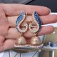 thumbnail image 2 of Pendientes retro indios de Bollywood, pendientes étnicos Kundan de pavo real Jhumka Jhumki, 2 of 4