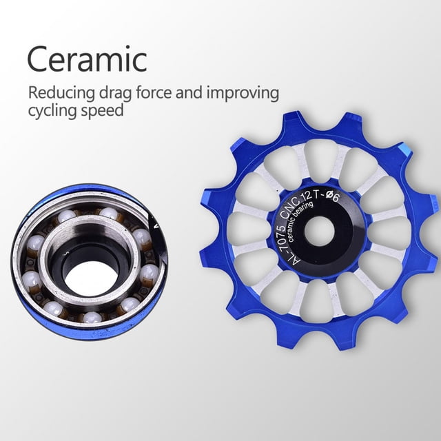 LAFGUR Rear Guide Wheel, Bicycle Rear Guide Wheel, Ceramic Bearing Derailleur Pulley Aluminum Alloy For Bicycle Most Mountain Bike