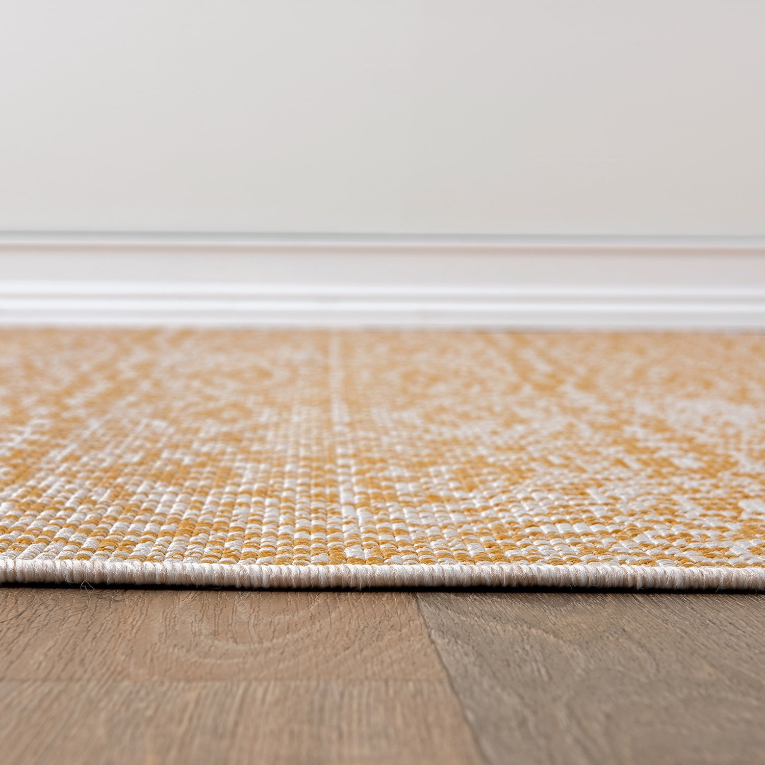 World Rug Gallery Contemporary Flowers Weather Resistant Reversible Indoor/Outdoor Area Rug - Yellow 5'x7'