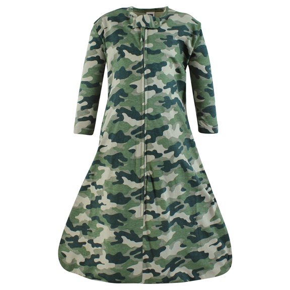 Hudson Baby Unisex Baby Long Sleeve Cotton Jersey Sleeping Bag, Camo, 0-6 Months