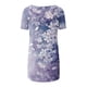 thumbnail image 4 of Camiseta de Cuello Redondo de Manga Corta de Raglan Impresa Casual para Mujeres con Espalda Corta Delantera Larga, 4 of 5