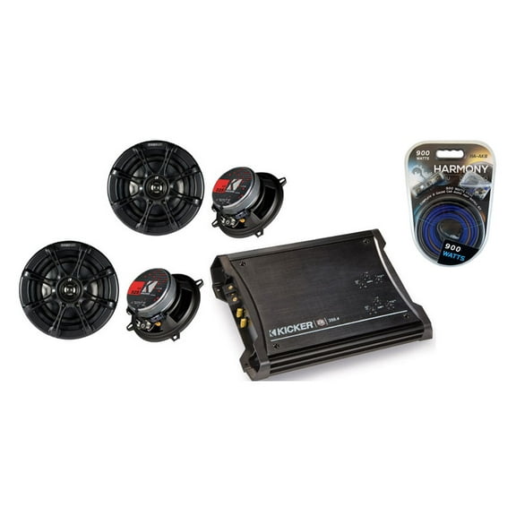 HA-A400.4 Alloy 4-Ch 800W Sub Amp, 46CSC54 5 1/4" Speakers & 8 Gauge Amp Kit