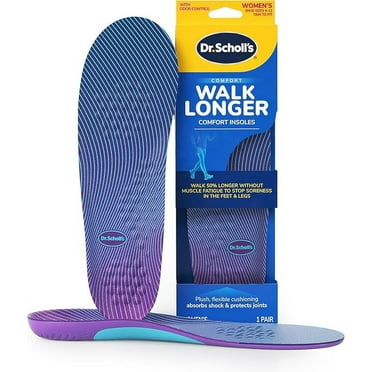 Dr. Scholl's Walk Longer Insoles, Comfortable Plush Foam Inserts Women Shoe Sizes 6-10, 1 Pair