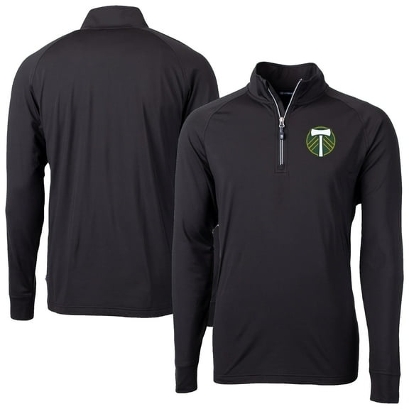 Men's-Cutter & Buck  Black Portland Timbers Big & Tall Adapt Eco Knit Stretch Recycled Quarter-Zip Pullover