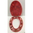 ELONGATED ROSE PINK SEASHELL AND SEAHORSE RESIN TOILET SEAT, CHROME