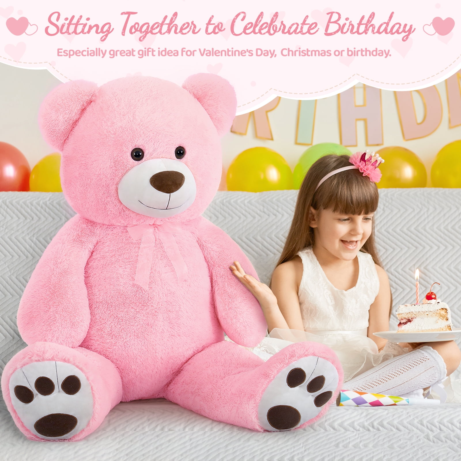 MaoGoLan 51" Giant Pink Teddy Bear Stuffed Animal Plush Soft Toy