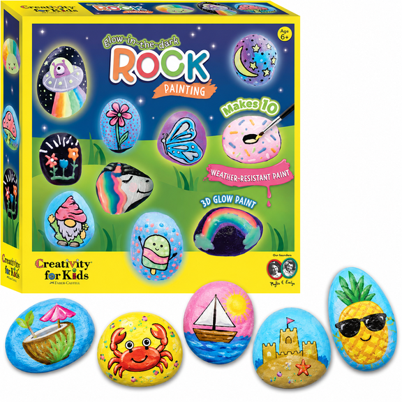 Creativity for Kids Glow in the Dark Rock Painting Kit | Paint & Decorate 10 Rocks (Ages 6 )