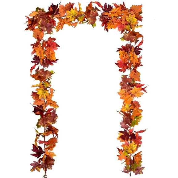 1 Pack Fall Garland Maple Leaf, 5.9Ft/Piece Hanging Vine Garland Artificial Autumn Foliage Garland Thanksgiving Decor for Home Wedding Fireplace Party Christmas (Brown)