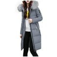 thumbnail image 4 of Coats For Women Winter Down Padded Jacket Slim Waist Belt Mid-Length Waist Solid Color Hooded Collar Padded Jacket Womens Clothing, 4 of 9