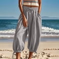 thumbnail image 2 of ABATAB Womens Capri Pants Casual Loose Drawstring Summer Beach Travel Vacation Bloomers with Pockets, 2 of 7
