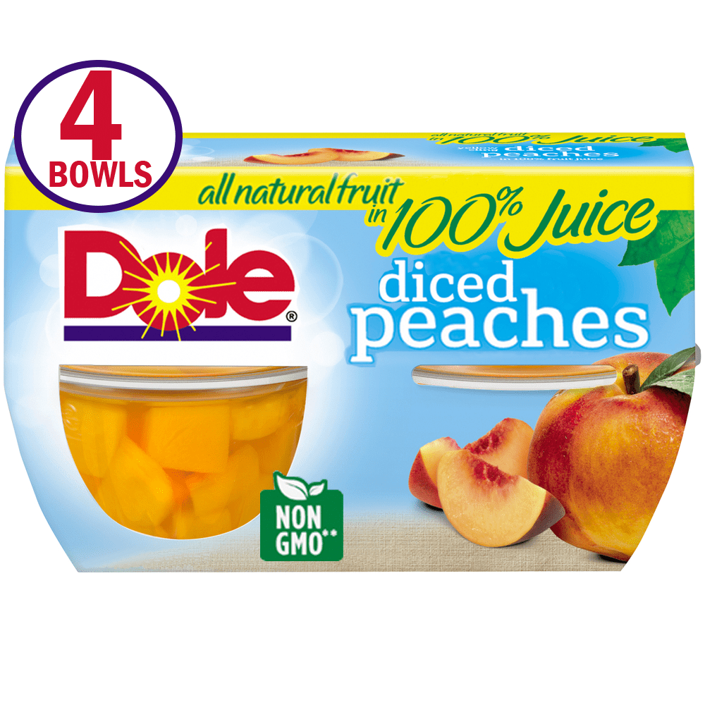 Dole Fruit Bowls Yellow Cling Diced Peaches In 100 Fruit Juice 4 Oz