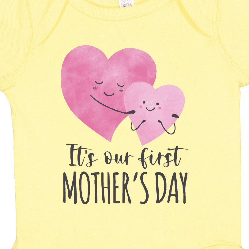 Inktastic It's Our First Mother's Day Cute Hugging Hearts Boys or Girls Baby Bodysuit