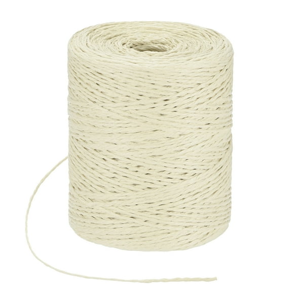Uxcell Raffia Yarn for Crochet, 328 Yards 1.5mm Raffia Paper Ribbon Round String for DIY Crafts[Cream White]