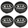 thumbnail image 1 of Black kia car wheel center caps hub cover 60mm 4 pcs for picanto, rio, forte, ev, soul, ceed, 1 of 1
