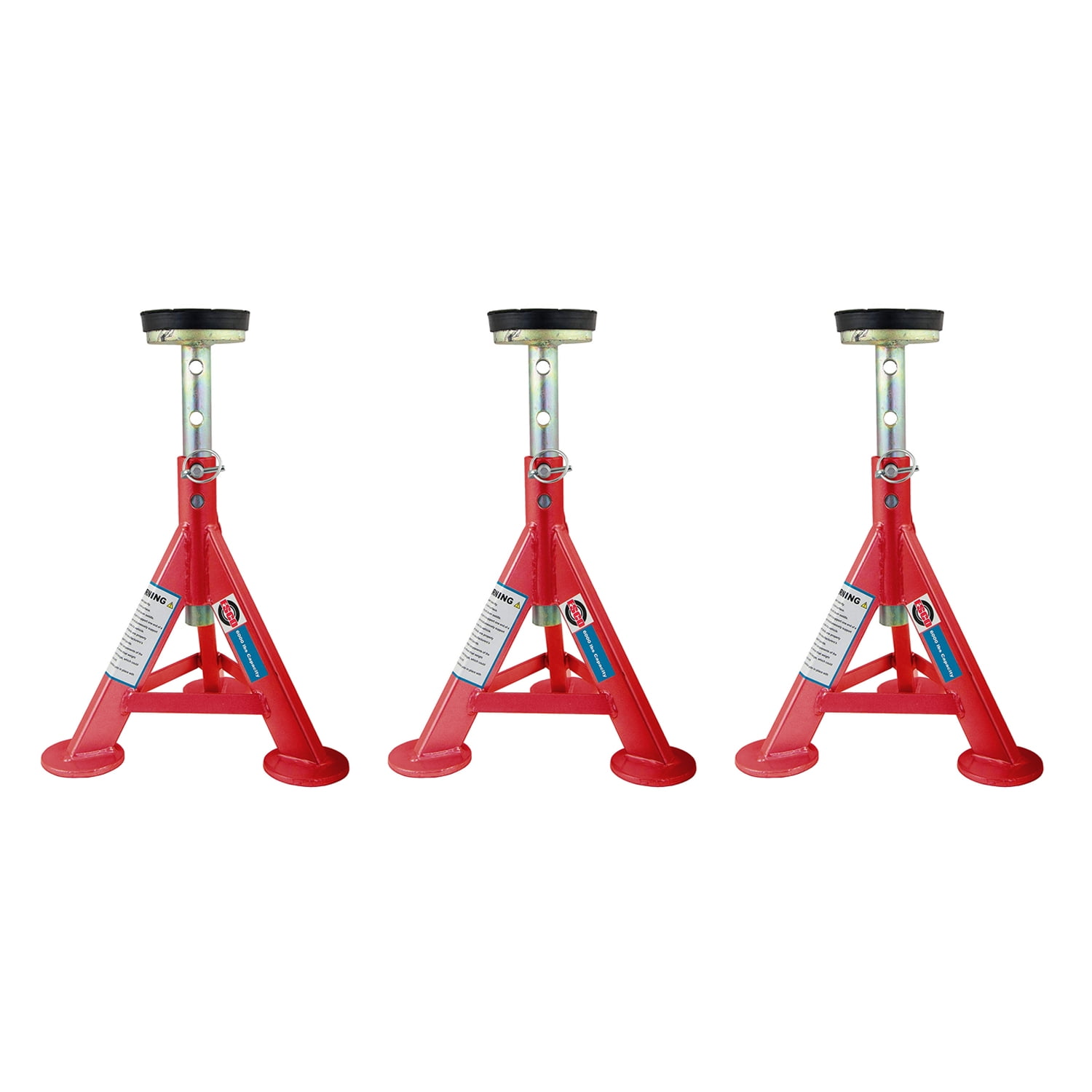 Esco 89401 3 Ton Adjustable Jack Stand w/ Removable Rubber Top, Red (3