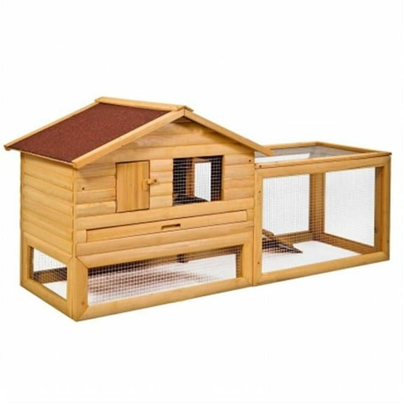 CB16185 62 in. Chicken Coop House Wooden Rabbit Hutch Bunny Hen Pet Animal Run