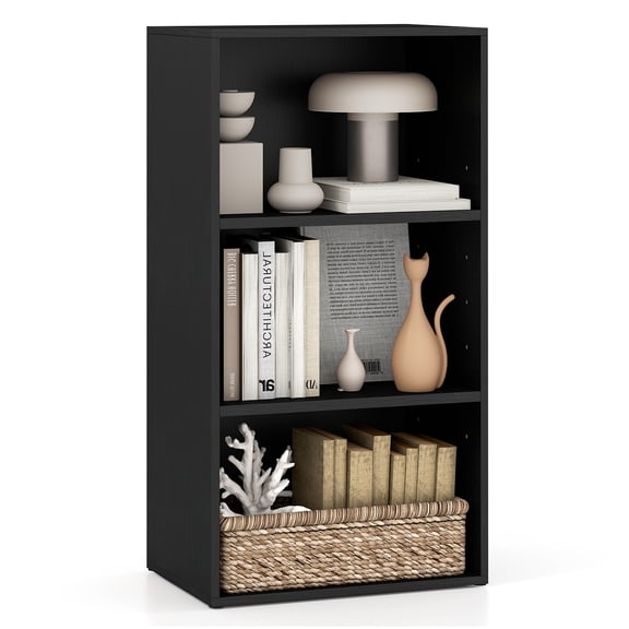 Gymax 3-Tier Cube Bookcase Modern Open Bookshelf w/ Adjustable Shelves