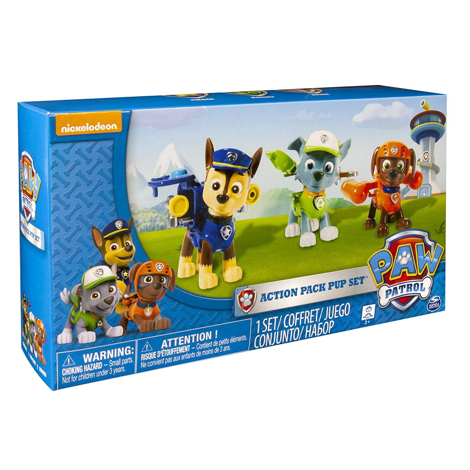 Paw Patrol Action Pack Pups 3Pk Figure Set Chase Rocky Zuma Walmart