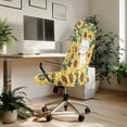 thumbnail image 3 of ZIATUBLES Office Chair Protector Slipcover Stretch Computer Rotating Chair Cover with Snap Button White Cat Sunflower Stretch Printed Washable Soft Furniture Protector Covers, S, 3 of 7