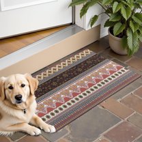 Black Boho Oriental Flowers and Paisleys Pattern Door Rugs,Washable Non Slip Door Mats Indoor,Decorative Door Mats,Entry Mat Indoor for Entrance,Bedroom,Kitchen,Bathroom,16"x24"