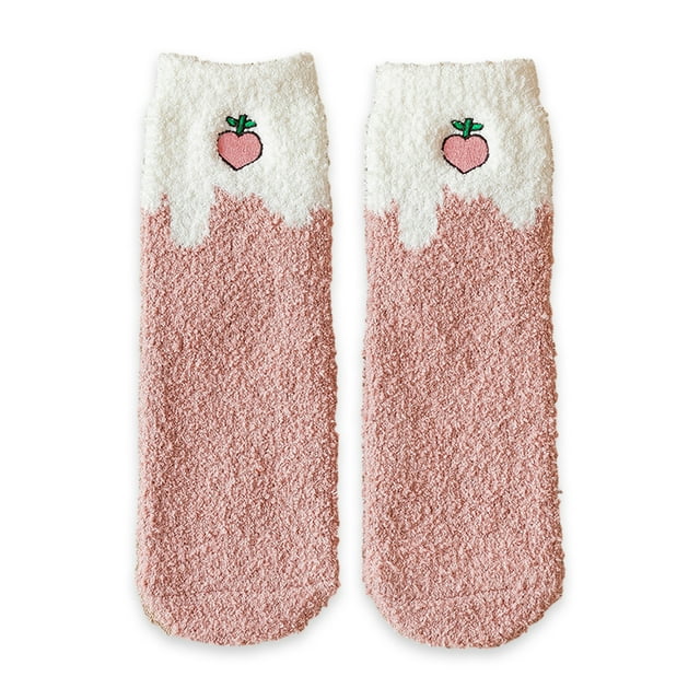 Minnieouse Calcetines de invierno duraderos de poliéster hechos para soportar las temperaturas más frías Calcetines de frutas de regalo Medias durazno rosa