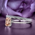 thumbnail image 2 of Bridal Rings Set Dazzling Art Deco 1.75 Carat Emerald Cut Morganite And Diamond Moissanite Antique Engagement Ring, Wedding Ring in 10k Solid White Gold, Gift For Her, Promise Ring, Anniversary Ring, 2 of 3