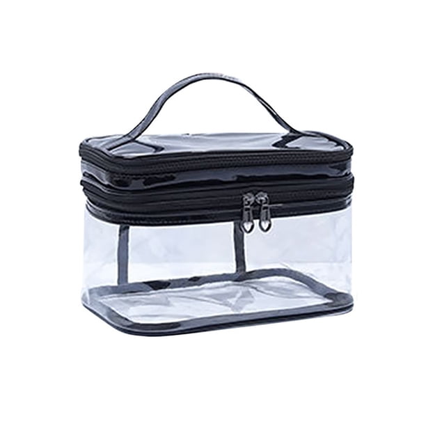 Neceser grande transparente: doble capa, material de PVC, transparente/portátil, para organizar artículos de aseo y cosméticos de viaje