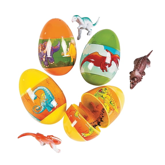 Fun Express Filled Dino Easter Eggs Party Supplies 12 Pieces 3 Inch