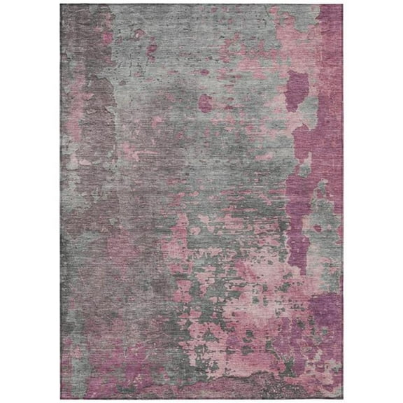 HomeRoots 618220 3 x 5 ft. Blush, Gray & Mauve Abstract Washable Indoor & Outdoor Rectangle Area Rug