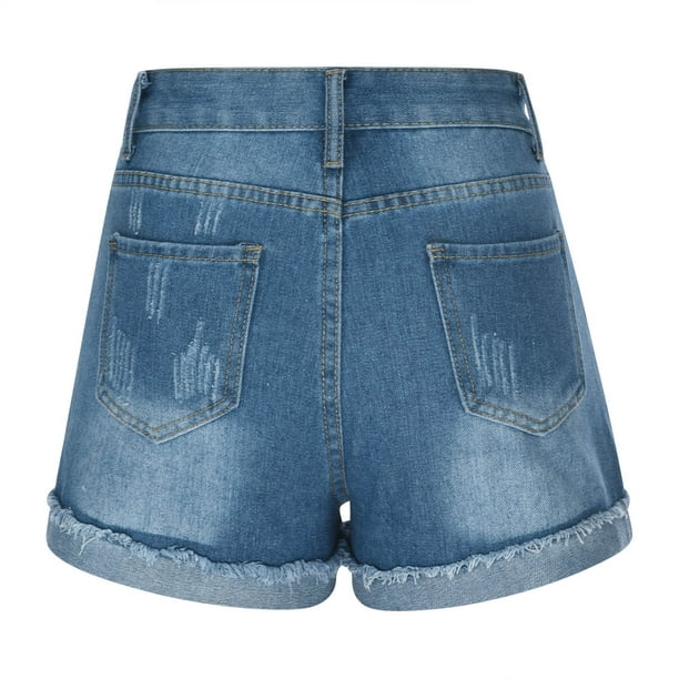 Summer Savings Clearance! PEZHADA Womens Shorts,Shorts for Women Casual  Summer,Jean Shorts,Denim Button Zipper Short Mid Waist Pockets Jean Shorts
