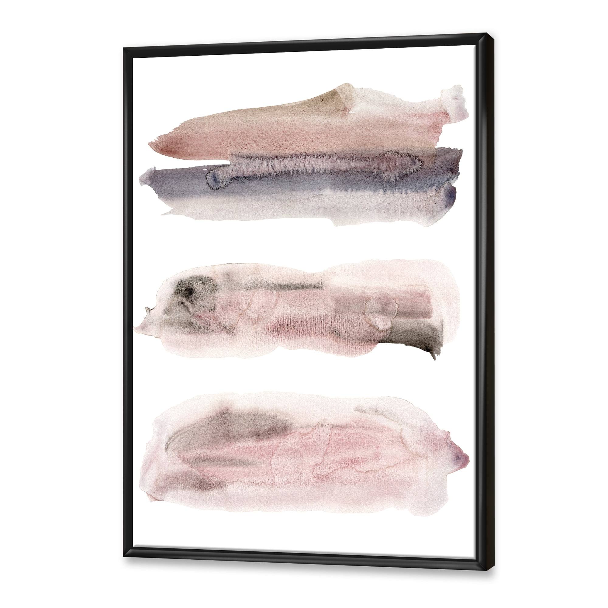Blue and Pink Clouds With Beige Spots II 16 in x 32 in Framed Painting Canvas Art Print, by Designart