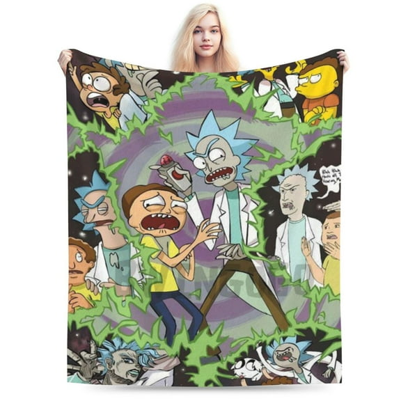 Rick And Morty Bed Blanket Air Conditioner Quilt Ultra Soft Flannel Blanket All Season Fuzzy Blanket Reversible Fluffy Plush Blanket 40"X30"